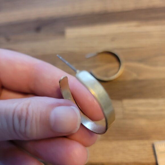 Gold 1" Hoop Earrings with .25" Band Width - Picture 11 of 13